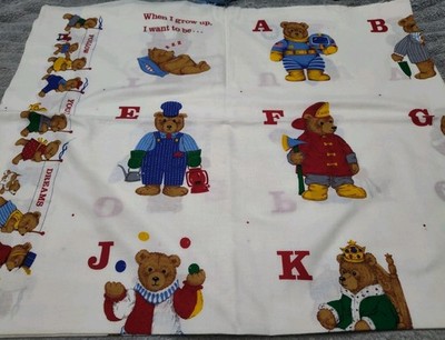 Vintage Bear Alphabet V.I.P Cranston Print Works Fabric Cotton