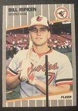 1989 Fleer Billy Ripken FF Error Saw Cut Rookie Card. rookie card picture