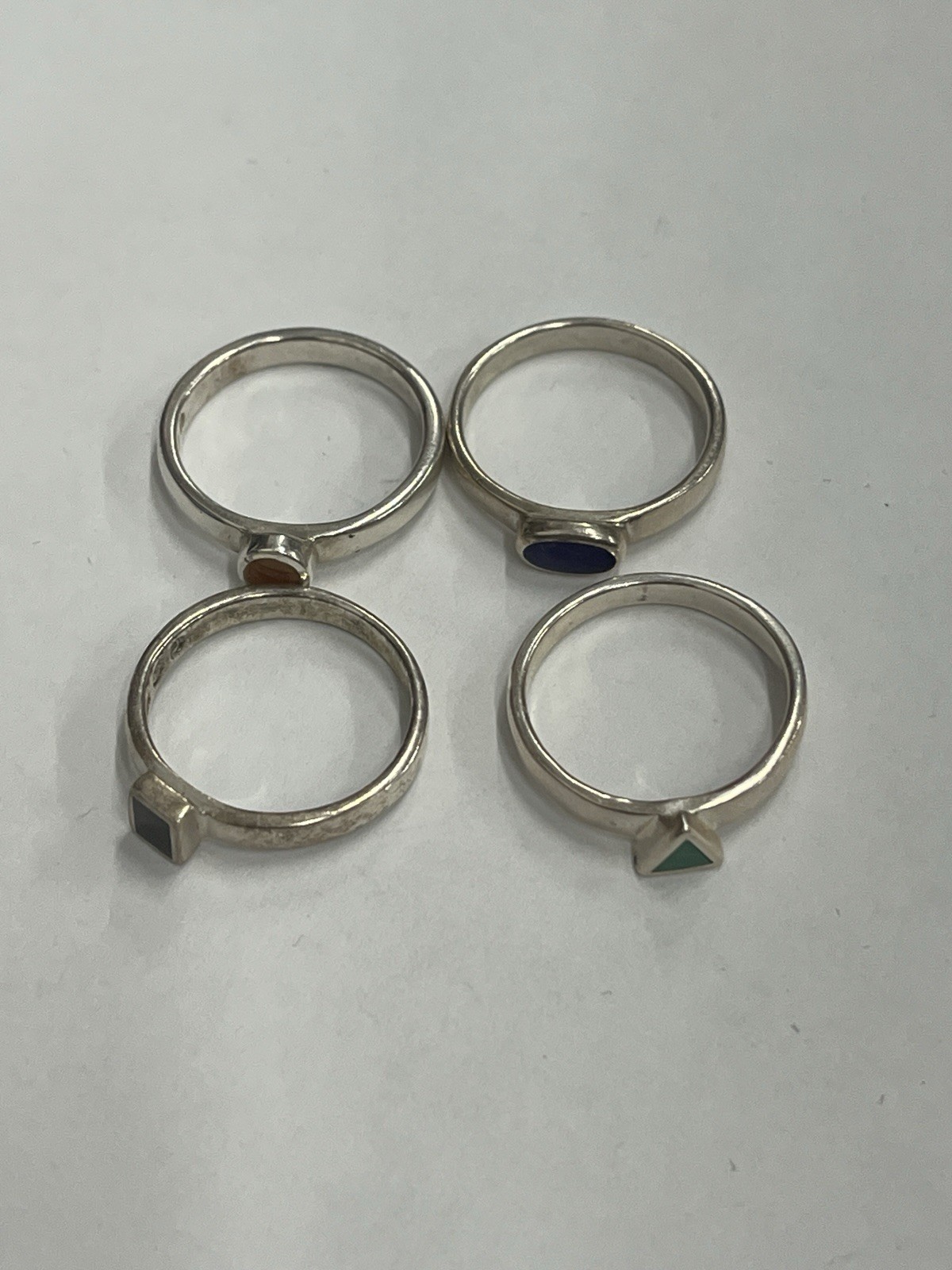 925 Silver Geometric Shape Ring Stack- 4 Rings Si… - image 5