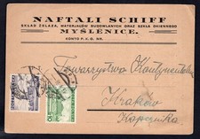POLAND Myślenice 1938 Postcard. Naftali Schiff, Construction Depot. Judaica
