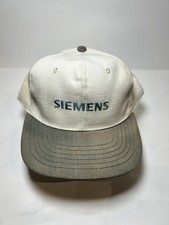 VTG Siemens Hat Beige Green Strapback Dad Cap Corpcore Tech Promo Earth Tones