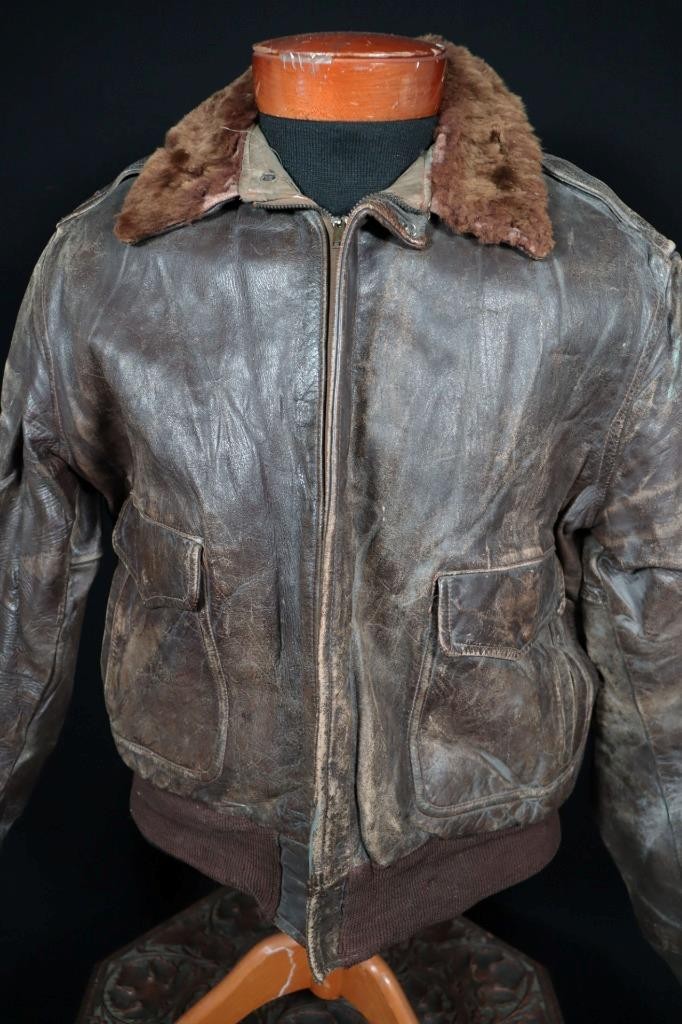 Giacca pelle pony pesante marrone vintage uomo anni 50 taglia media