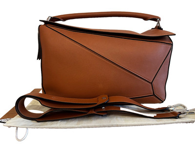 New Large Loewe Puzzle Bag Tan Calfskin Leather | Men's Unisex