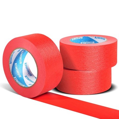 Red Painters Tape,2 inch x 60 Yards x 3 Rolls (180 Yards Total) - Medium Adhe...
