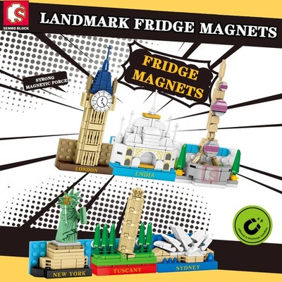 SEMBO BLOCK Kühlschrankmagnete Ziegel Wahrzeichen Bausteine Spielsets Display 
