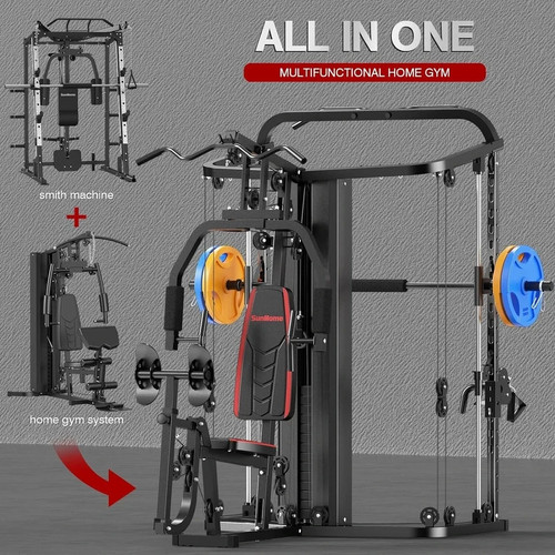 Home Gym System Workout Station Smith Machine with 138LB Weight Stacks ...