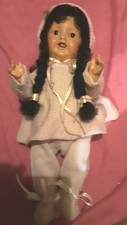 14" Antique Vintage Sprayed ENGLISH bisque BND jointed Doll. Pretty. Please Read