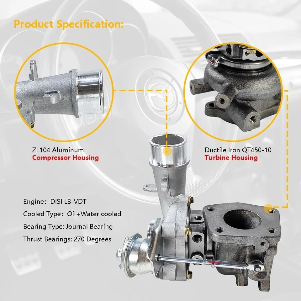 Turbocompresor K04 K0422582 SOLO Mazda CX7 CX-7 2,3 L 53047109907 L33L13700C Foto 2 de 4