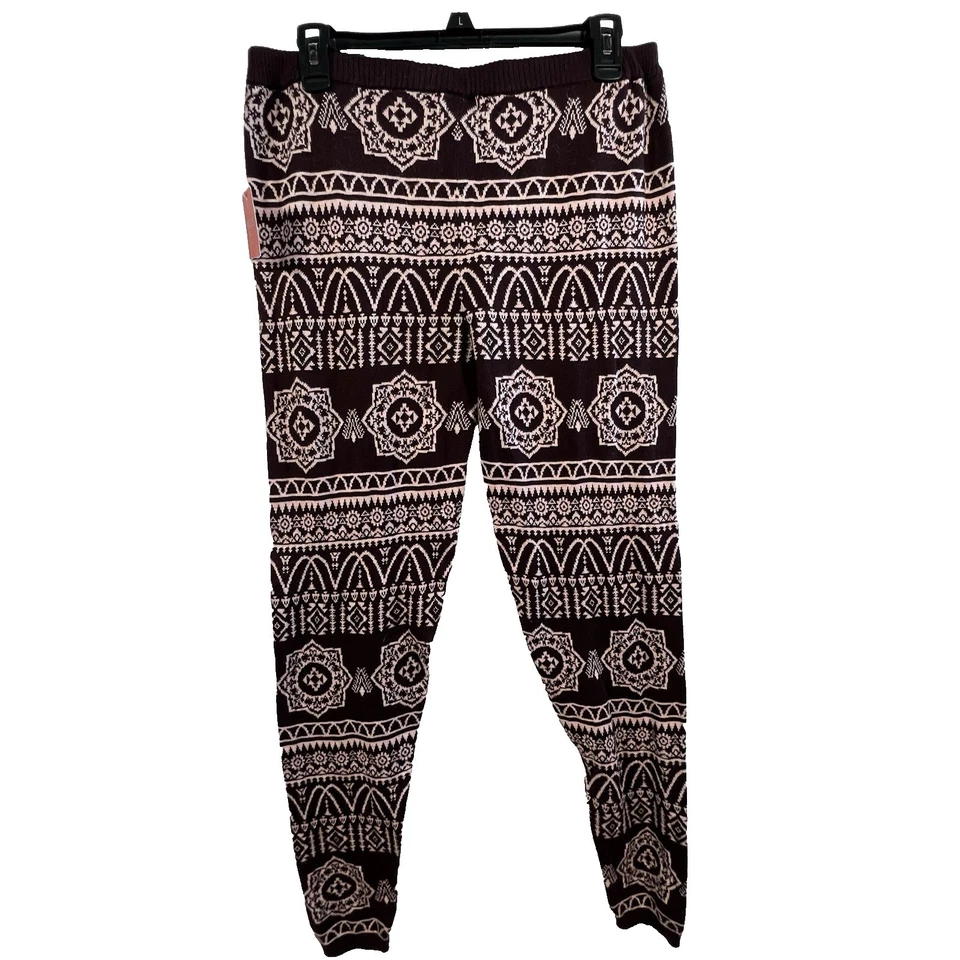 Mossimo Leggings Womens XL Burgundy & Pink Comfy Knit New - Image 2 of 4