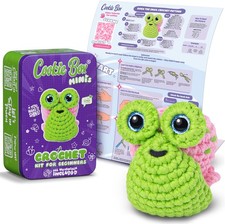 Cookie Box Crochet Kit for Beginners   Gift Set to Make Snail Green and Pink
