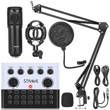F993 All-in-One Podcast Equipment Bundle Live Sound Card with microphone