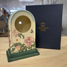 Old Tupton Tube Lined Rose Foxglove Floral Mantle Desk Clock 17cm Boxed