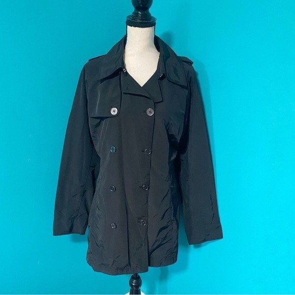 Lands' End Women's Black Double Breasted Jacket