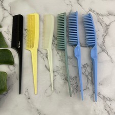 Vintage 80s Rat Tail Handle Hair Brush Comb Lot of 6 Teasing Styling