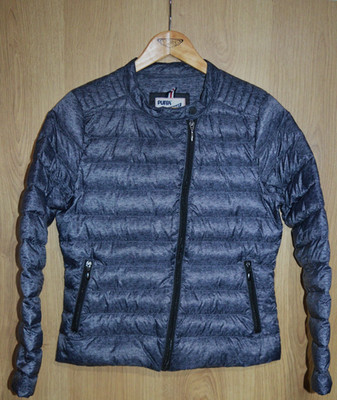 Puffa Damen Daunen ultraleichte gefütterte Jacke Größe Medium/12 tailliert dunkelgrau 