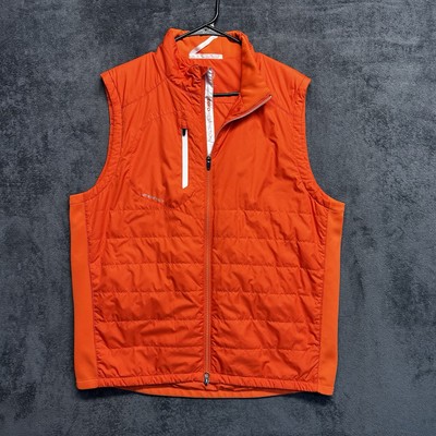 Zero Restriction Vest Mens XL Orange Quilted Hybrid Puffer Full Zip Primaloft