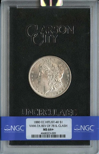 1880-CC Morgan Dollar VAM-7A REV 78 CLASH S$1 NGC MS64+ Hitlist 40