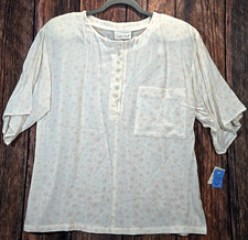 Sakura Vtg Rayon Blouse Crinkle Flowing Business Secretary USA Made Women's 6