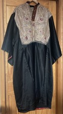 Ethiopian Cultural Garment Habesha Kemis Amhara Embroidered Black Opaque EUC