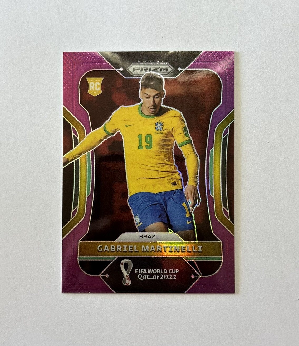 2022 PRIZM FIFA WORLD CUP GABRIEL MARTINELLI #105/199 PURPLE RC BRASIL