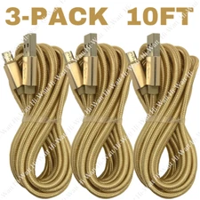 3Pack 10Ft Fast Micro USB Charger Charging Cable Cord Lot For Android Samsung LG