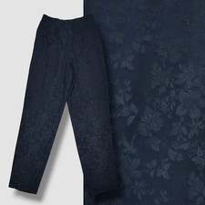 Vintage 90s Floral Relaxed Fit Trousers Size 8 Midnight High Rise Straight Pants