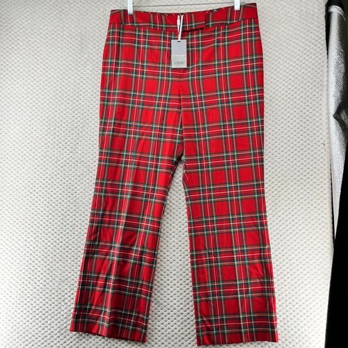 Preston York Plaid Pants Cherry Red York Pull On Career Casual Trousers Size 18