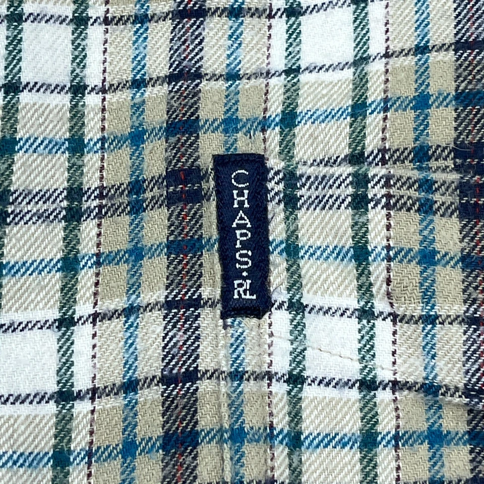 Vintage Ralph Lauren Chaps Shirt Men Large Gray Green Flannel Button Up 90s Y2K - Image 3 of 4