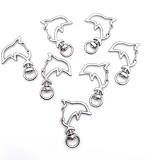 Pack  10 pcs DIY Metal Snap Hook Dolphin Lobster Clasp Pendant Keyring Keychain