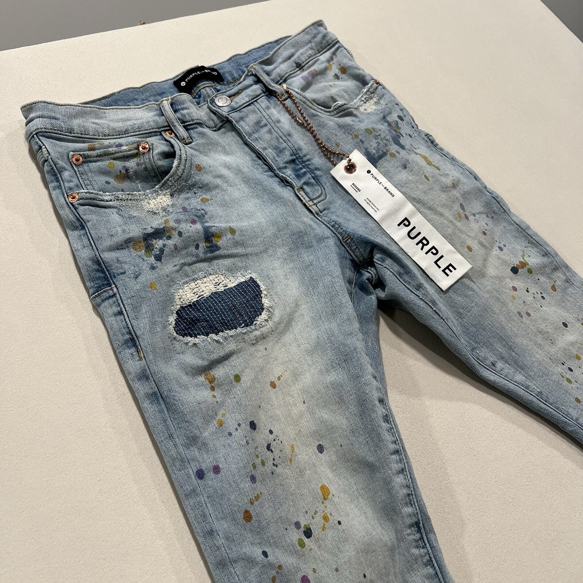 PURPLE BRAND P001 - MULTI PAINT BLUE MENS SIZE 31” X 31” SKINNY