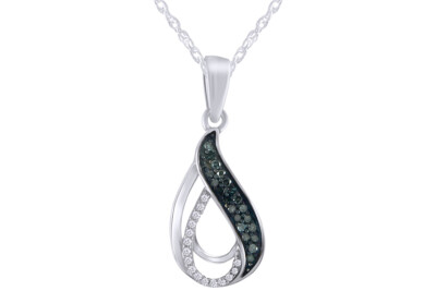 1/6 Ct Round Blue & White Diamond Prong Set Fashion Pendant in Sterling Silver
