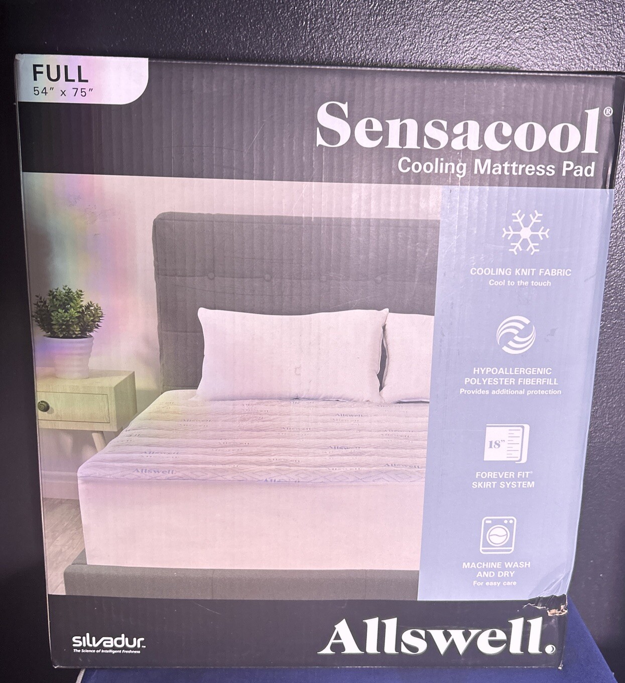 ALLSWELL SENSACOOL COOLING MATTRESS PAD Full Size Bed. BRAND NEW & SEALED