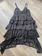 Tiered midi dress layered embroidered textured chiffon lost ink zara look XL 16