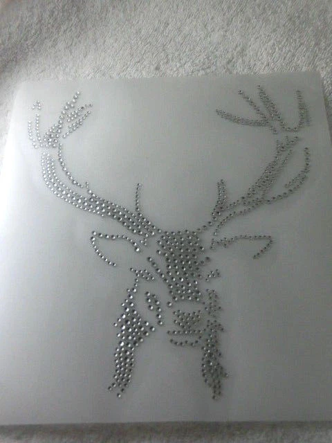 Hotfix Strass Bügelbild Motiv Applikation Kopf Hirsch 130827-a Black Dia. - Bild 4 von 4