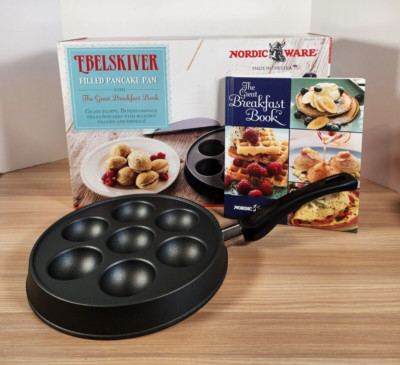 NEW Nordic Ware Filled Pancake Pan Ebelskiver Cast Aluminum Make Filled Pancake