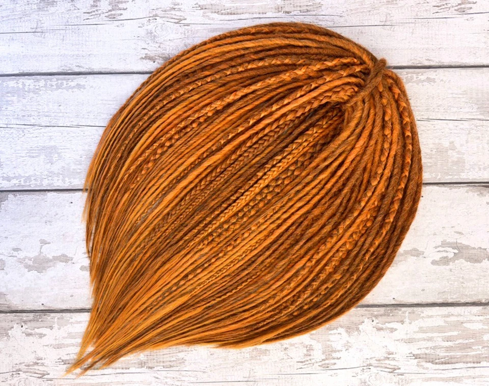 Ginger Synthetic Dreads Single Double Ended Dreadlocks Handmade Hair Extensions - Image 4 of 4