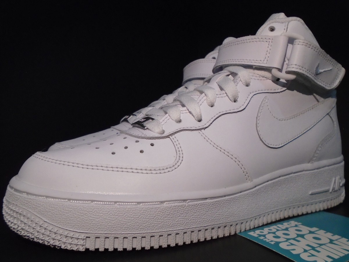 2021 NIKE AIR FORCE 1 MID GS AF1 TRIPLE WHITE 314195-113 6Y 6 | eBay