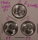 1946 P D S  Roosevelt Dimes GEM BU D&S FULL BANDS LUSTER! 46046 (3 COINS)