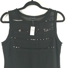 NWT Banana Republic Sleeveless Dress Sz 8 Black Sheer Upper Sequins Side Zip