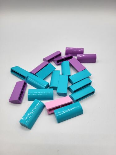 Lego Pink Purple Turquoise Blue Slope Curved 1x4x1 1/3  Bulk 20pc Friends Lot - Picture 1 of 2