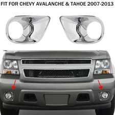2PC Chrome Front Light Lamp Trim Covers Ring For Chevy Avalanche Tahoe 2007-2013