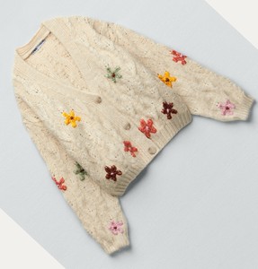 knit cardigan with floral embroidery