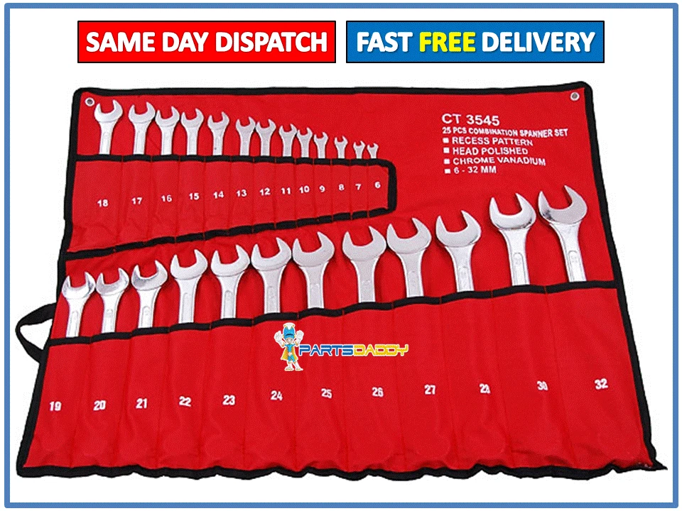 Neilsen 25pc Combination Metric Combo Spanner Set 6 32 mm Garage