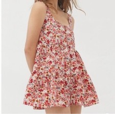 Urban Outfitters Women’s Size M White Floral Sleeveless Ruffled Dress