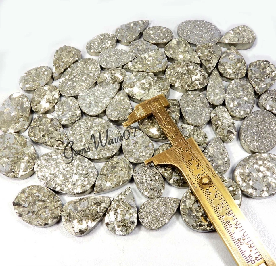 Natural Pyrite Druzy Geode Golden Cabochon Gemstone Wholesale Lot Up To 5000 Cts - Image 4 of 4