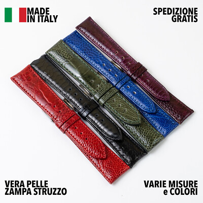 CINTURINO OROLOGIO ARTIGIANALE MADE IN ITALY VERA PELLE STAMPA STRUZZO MISURE