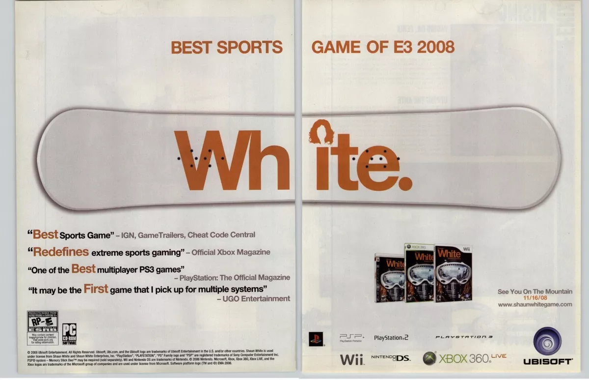 Shaun White Snowboarding Xbox 360 PS3 PSP Video Game Art 2008