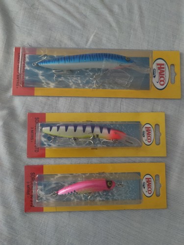 HALCO 3 ESCHE ARTIFICIALI PESCA RARE ORIGINALI AUSTRALIANE NON USATE.