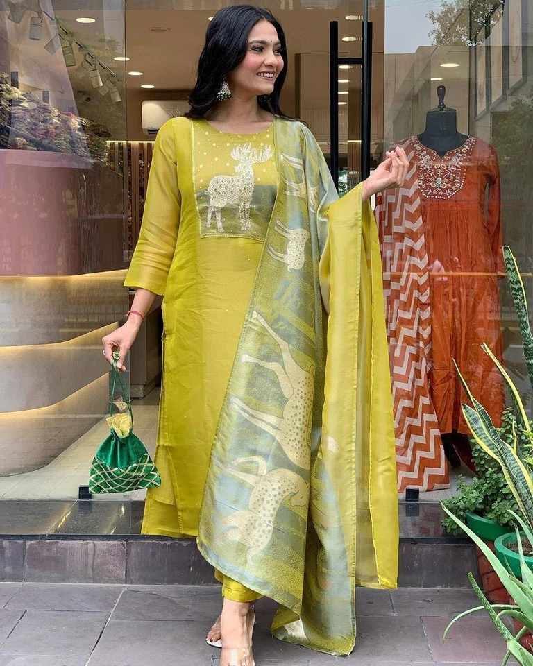 Terno punjabi Salwar kameez para eid punjabi Sharara terno punjabi feminino paquistanês - Imagem 3 de 4