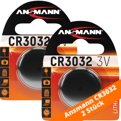 2 x Ansmann CR3032  30mm x 3,2mm Lithium Knopfzelle Batterie 3V CR 3032 550mAh